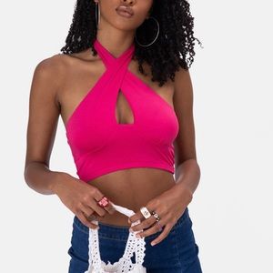 Adika Pink Halter Crop Top